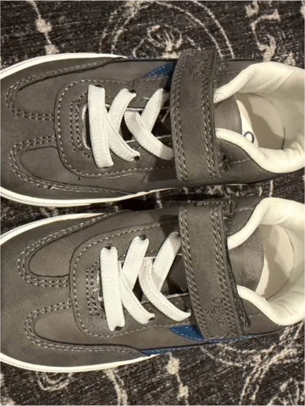 OshKosh B'gosh Gray and White Kids Velcro Lace Sneakers